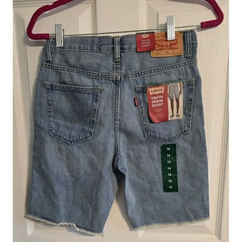 Levi Strauss Youth Boy's Adjustable Waist Distressed Denim Shorts‎ Medium Wash